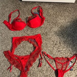 Elegant Red Lace Lingerie Set